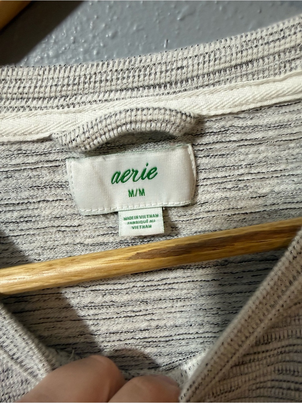 aerie Cream and Grey Crewneck Sweater